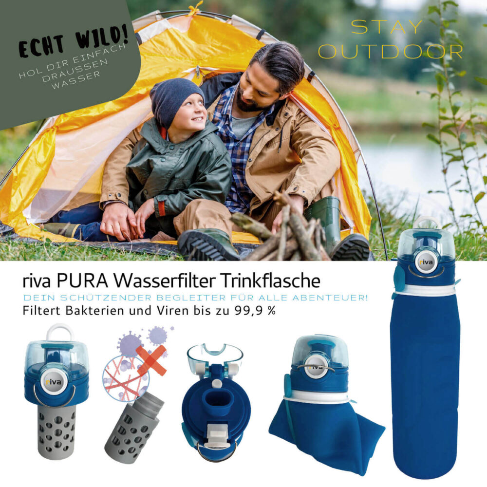 riva-PURA-Camping-Trinkwasserfilter-Trinkflasche Faltbar-virenfilter