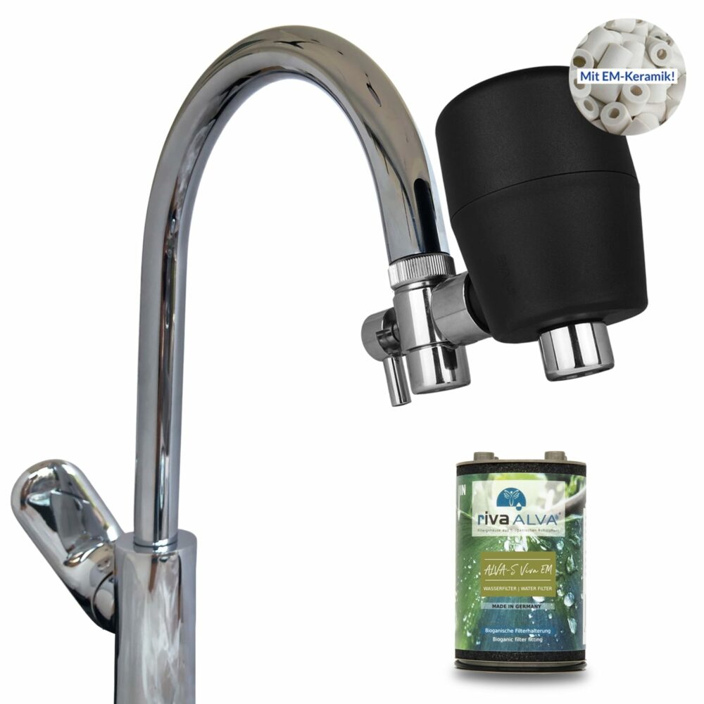 Wasserfilter für den Wasserhahn rivaALVA-S Viva EM mit Blockaktivkohle und EM-Keramik